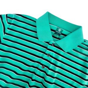 Pro Tour Polo Shirt Mens Large Green Striped Airplay Golf Performance Activewear